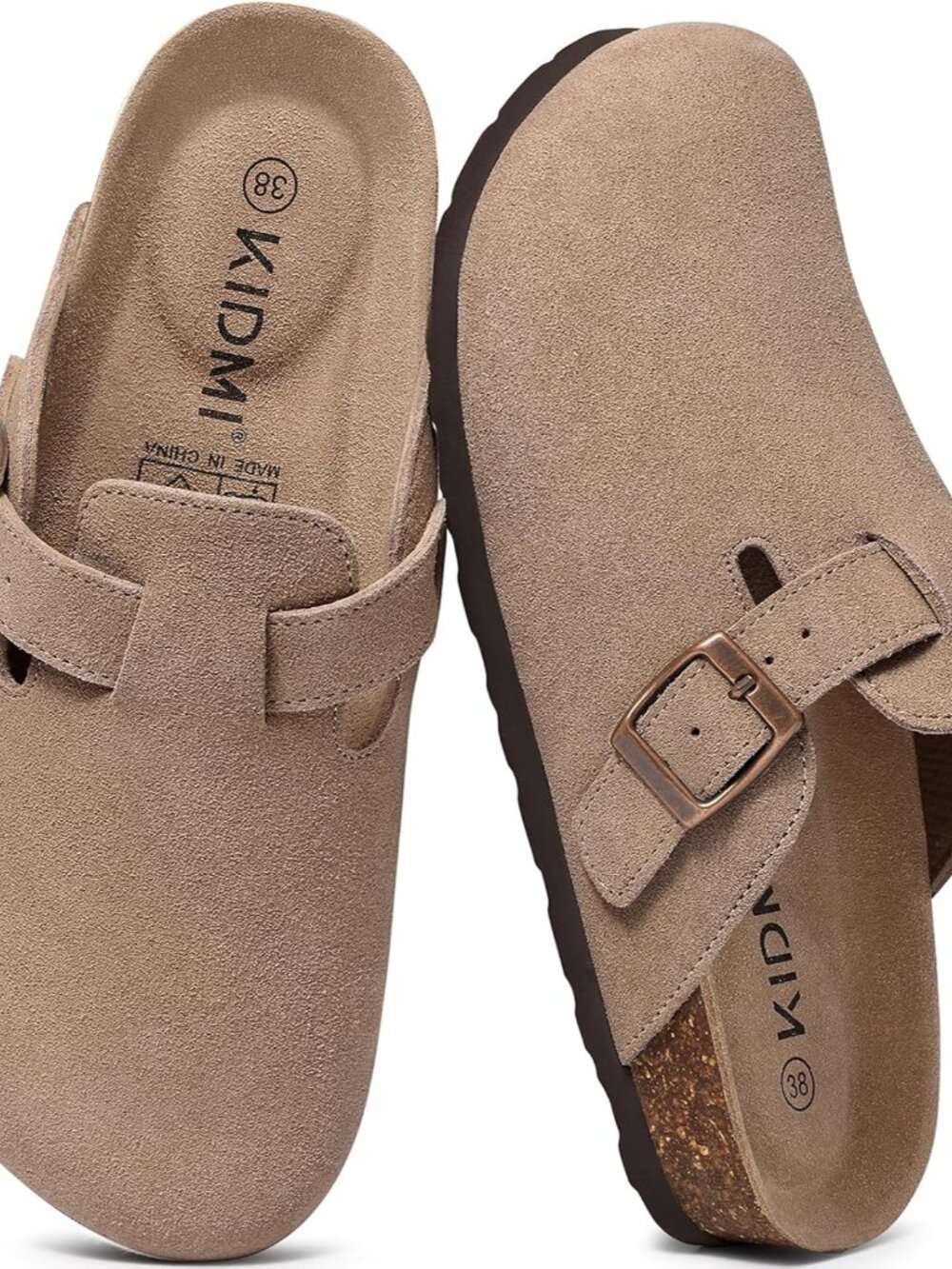 Genuine Suede Clogs for Women Men Cork Footbed Mules Potato Shoes | Arch Support